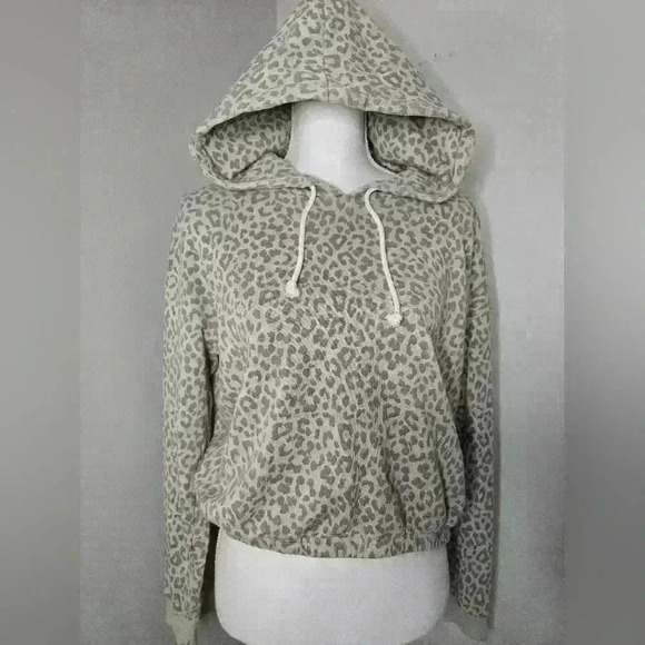 American Eagle Animal Print Cinched Bottom Hoodie - Picture 1 of 7